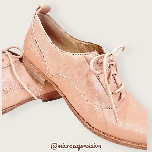 $328 Frye Grace Oxford Light Pink Real Leather Lace Up Casual Formal Work Flat - Picture 13 of 16